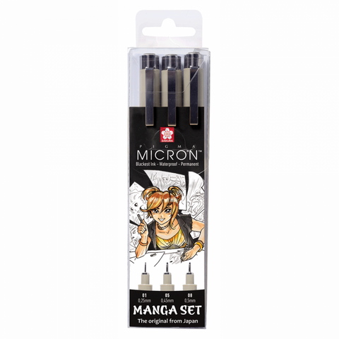 Набір лінерів PIGMA MICRON MANGA 3шт., Sakura POXSDKMAN3 фото