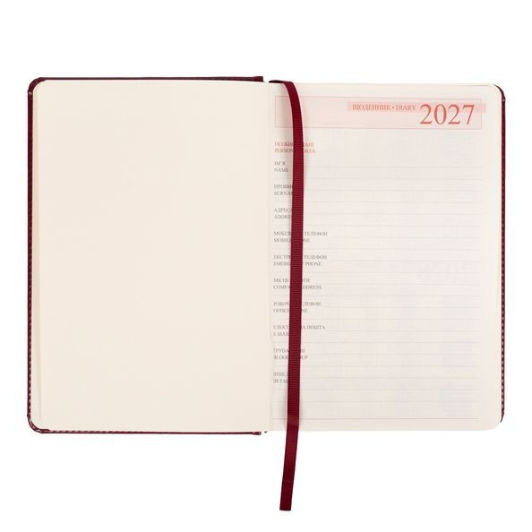 Щоденник діловий А5 Leo Planner датований 2027 "Vector", твердий, бордовий, 368 сторінок 252757 фото