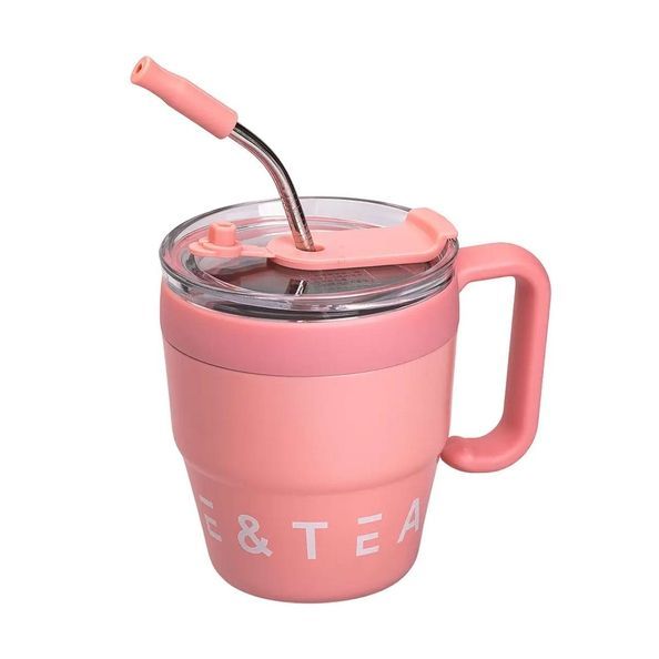ТермочашкаCoffee & Tea 480 мл з трубочкою і подвійним відкриванням, рожевий HP-14-23P фото