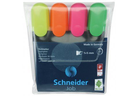 Набір маркерів текстовиділювачів SCHNEIDER JOB 1-4,5 мм, 4 кольори в блістері S1500 фото