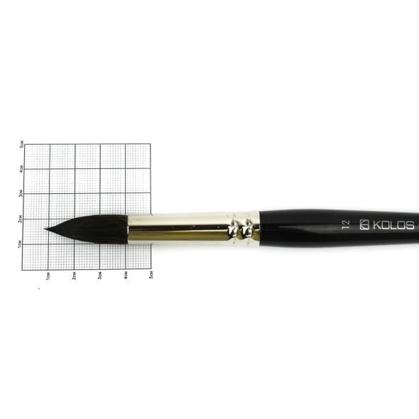 Пензель білка кругла Classic 3049R №12 коротка ручка KOLOS 4823064900170 фото