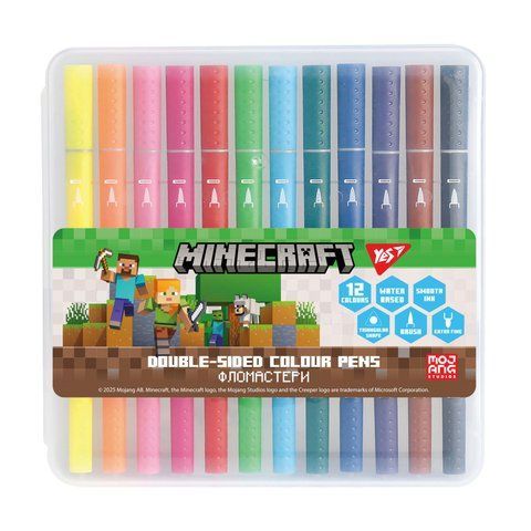 Фломастери двосторонні Yes 12 кольорів "Minecraft" 650574 фото