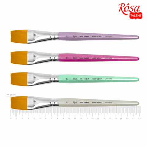 Пензель синтетика плоска ДЛЯ ДЕКОРУ HOBBY & CRAFT 28 коротка ручка ROSA TALENT 4823098523871 фото