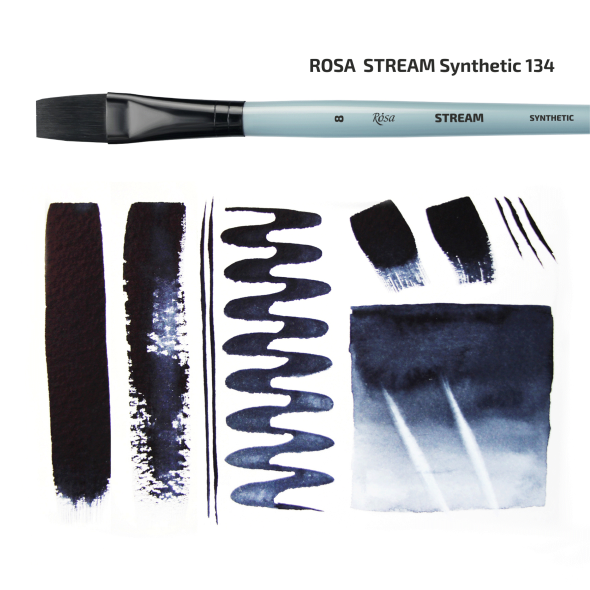 Пензель синтетика плоска STREAM 134 №5 коротка ручка ROSA 4823098517290 фото