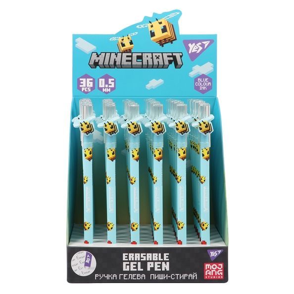 Ручка гелева пиши-стирай Yes Minecraft Spring 0,5 мм синя 420396 фото