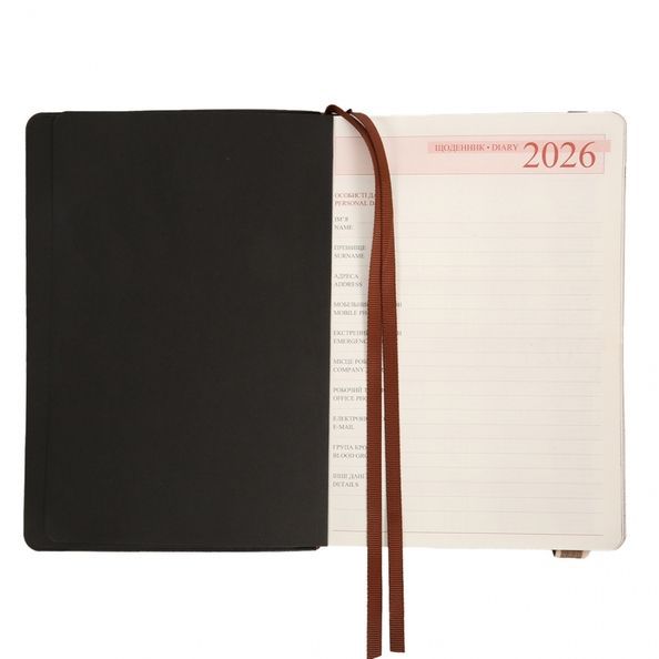 Щоденник А5 Leo Planner датований 2026 "Trend", м'який, чорний, 368 сторінок 252693 фото