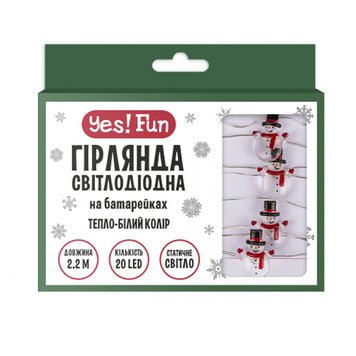 Електрогір. Yes! Fun на мідн. дроті "Сніговики", 20 LED, тепл. біл., 2,2 м, стат.св. на батар. 801213 фото