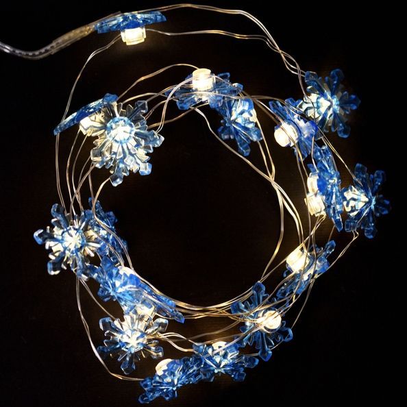 Електрогір. Yes! Fun на мідн. дроті "Сніжинки", 20 LED, тепл. біл., 2,2 м, стат.св. на батар. 801212 фото
