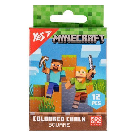 Крейда кольорова YES "Minecraft" квадратна 12 шт 400483 фото