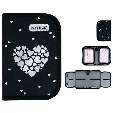Пенал Kite 1 від., 2 відв., без наповнення 622 Black&Silver K26-622-5 фото