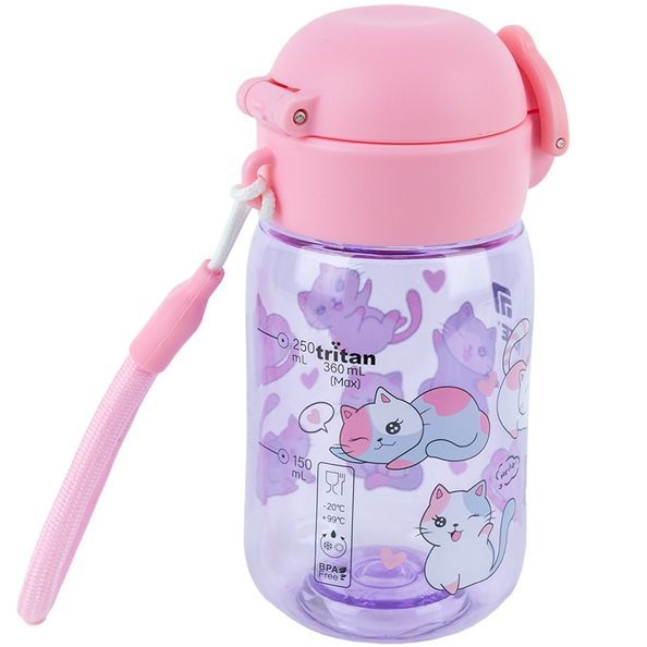 Пляшечка для води Kite K25-1235-1, Cats, 360 мл, фіолетова K25-1235-1 фото