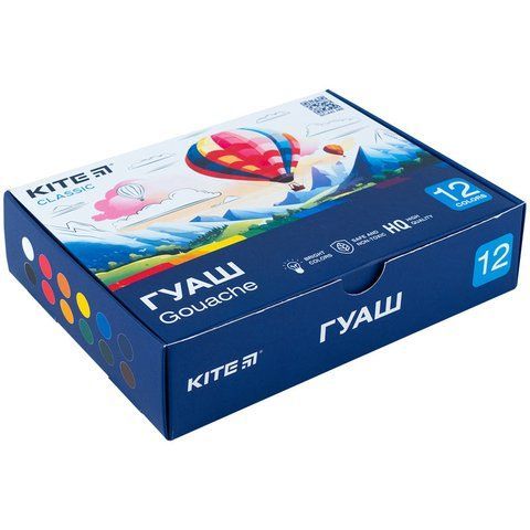 Гуаш Kite Classic K-063, 12 кольорів K-063 фото