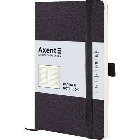 Книга записна Partner Soft Skin,125*195, 96арк, кліт, чорна 8616-01-A фото