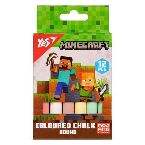 Крейда кольорова Yes "Minecraft" 12 шт, кругла 400514 фото