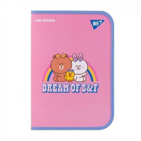 Папка факультативна Yes А4 пласт. на блискавці "Line Friends. Dream" з внутр. кишенею 492223 фото