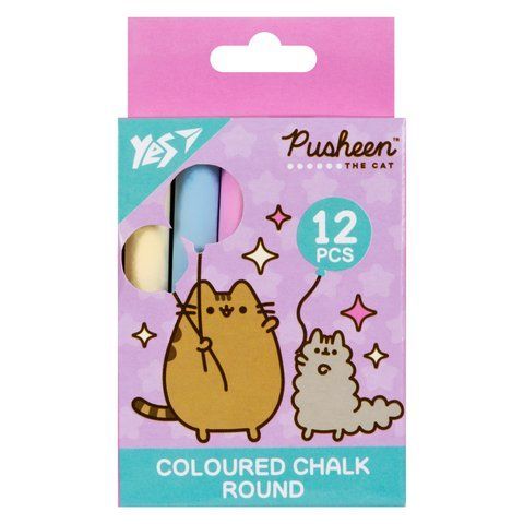 Крейда кольорова Yes "Pusheen" 12 шт, кругла 400515 фото