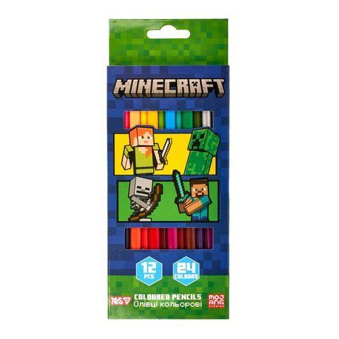 Олівці кольорові Yes Minecraft Heroes 12 шт 24 кольори 290744 фото