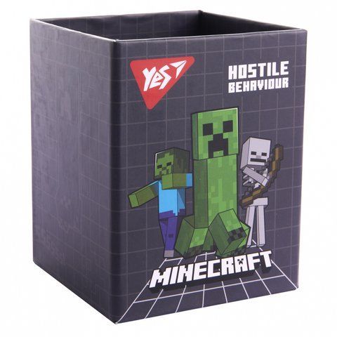 Стакан для письмового приладдя Yes "Minecraft", картон, сірий 708332 фото