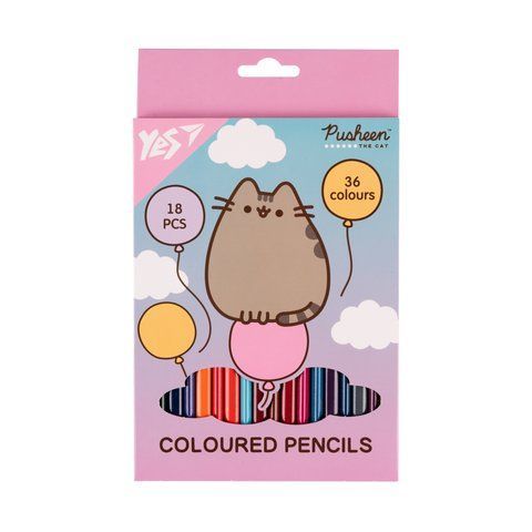 Олівці кольорові Yes Pusheen Balloons 18 шт 36 кольорів 290751 фото