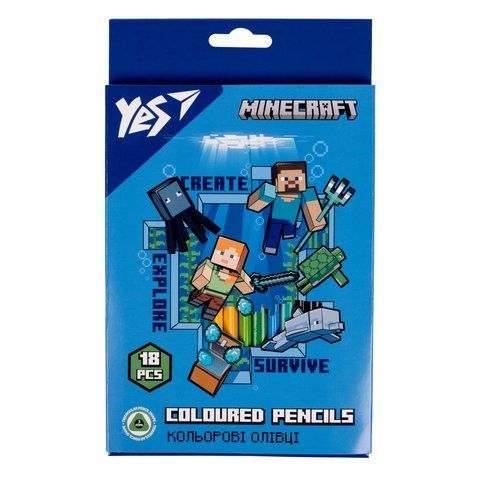 Олівці кольорові YES 18 кол. "Minecraft" 290715 фото