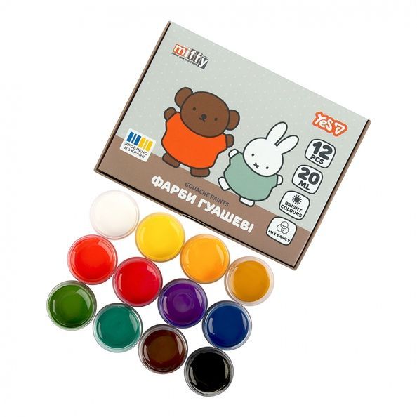 Фарби гуашеві Yes Miffy 12 кол. 20 мл 230446 фото