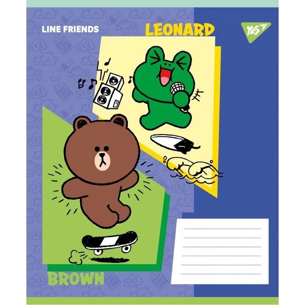 А5/12 кос. Yes Line Friends Funny, зошит учнівський шкільний (5шт.) 767640 фото