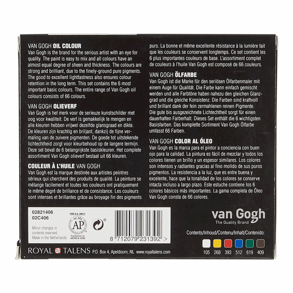 Набір олійних фарб, VAN GOGH, Starter set, 6*20 мл, Royal Talens 02821406 фото