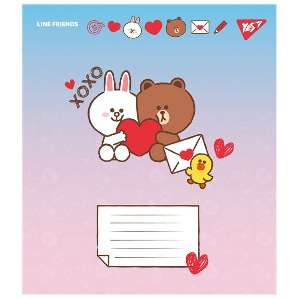 А5/12 кос. Yes Line Friends. Love letter, зошит учнів. (5шт.) 766934 фото