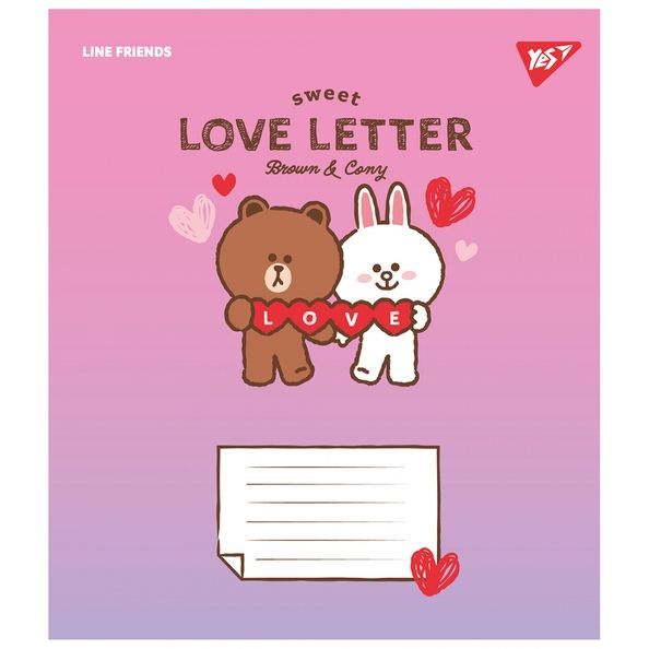 А5/12 кос. Yes Line Friends. Love letter, зошит учнів. (5шт.) 766934 фото