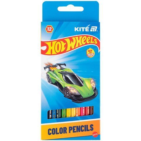 Олівці кольорові, 12 шт. Hot Wheels HW25-051 Kite HW25-051 фото