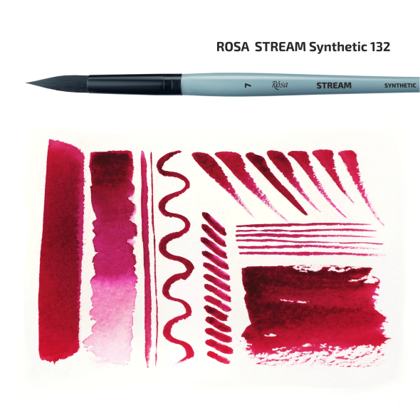 Пензель синтетика кругла STREAM 132 № 2 коротка ручка ROSA 4823098517221 фото