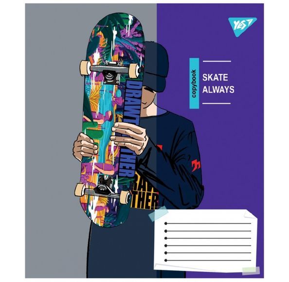 Зошит учнівський загальний Yes Skate is always А5 48 аркушів клітинка ( 5шт ) 767814 фото