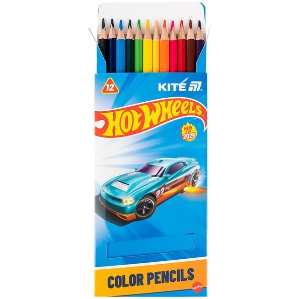 Олівці кольорові тригранні Kite Hot Wheels HW25-053, 12 кольорів HW25-053 фото