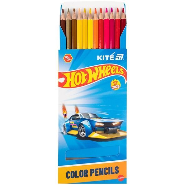 Олівці кольорові двосторонні Kite Hot Wheels HW25-054, 12 штук/24 кольори HW25-054 фото