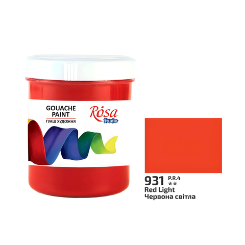 Фарба гуашева, Червона світла (931), 100мл, ROSA Studio 3230931 фото