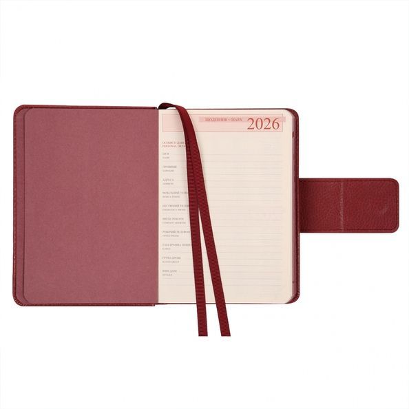 Щоденник А6 Leo Planner датований 2026 "Chiara", твердий, бордовий, 352 сторінки 252705 фото