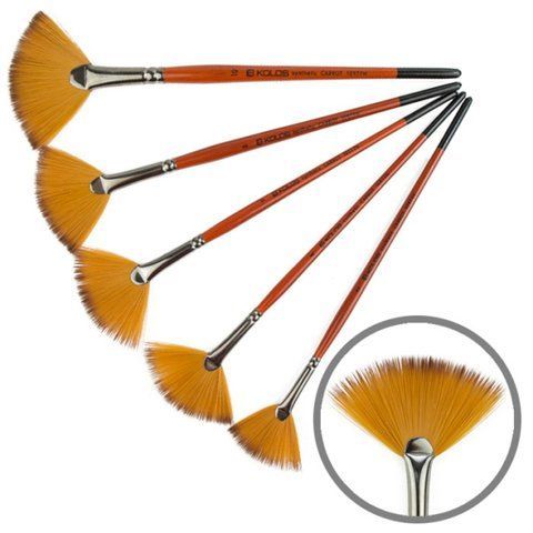 Пензель синтетика віялова Carrot 1097FN № 6 коротка ручка KOLOS 4823064901504 фото
