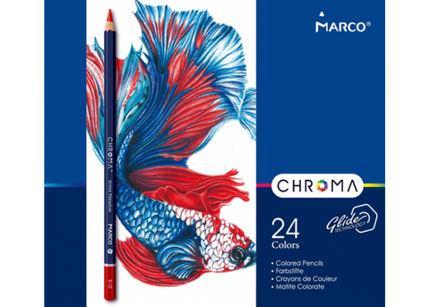 Олівці кольорові Marco Chroma 24 кольори в метал. кейсі 8010-24TN фото