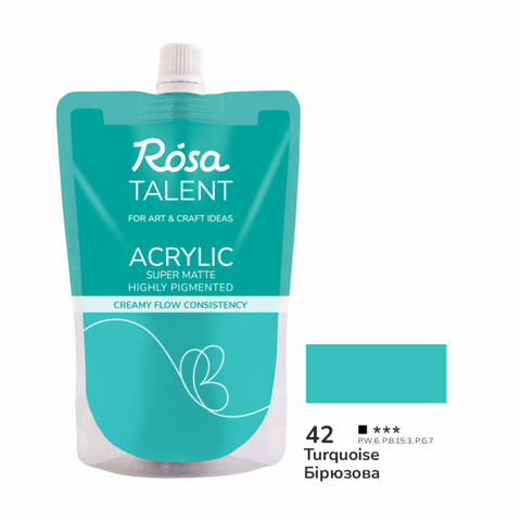 Фарба акрилова Бірюзова (42) 200 мл ROSA Talent 4823098548966 фото