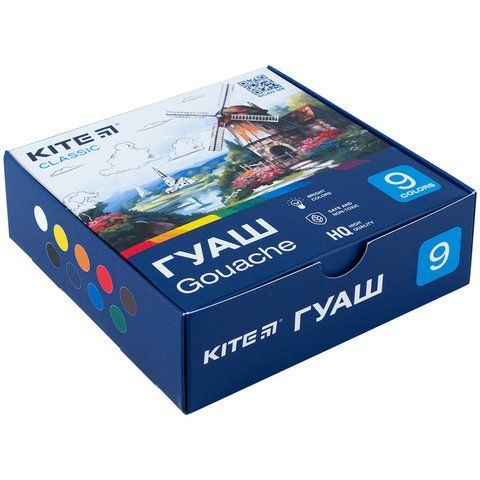 Гуаш Kite Classic K-072, 9 кольорів K-072 фото