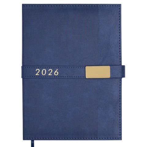 Щоденник датов. 2026 LEROY, А5, синій, штуч.шкіра BM.21145-02 фото