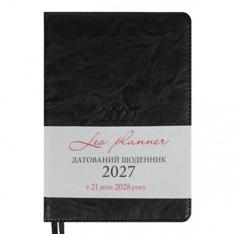 Щоденник діловий А5 Leo Planner датований 2027 "Status", твердий, чорний, 368 сторінок 252724 фото