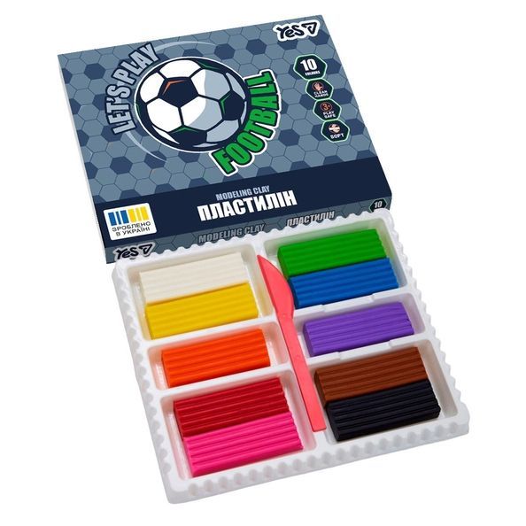 Пластилін Yes, 10 кол., 200г "Football" 540713 фото