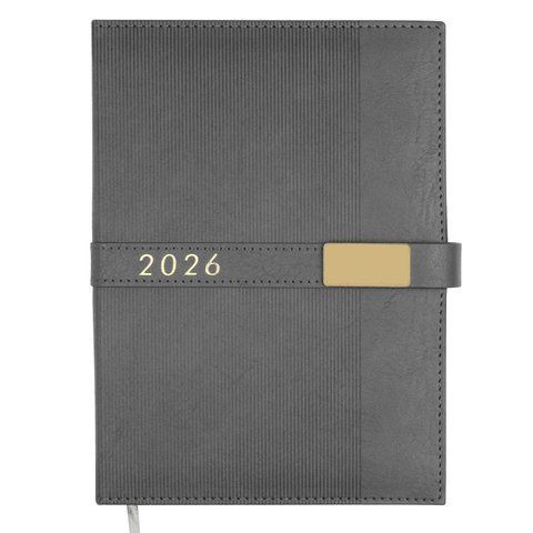 Щоденник датов. 2026 LEROY, А5, сірий, штуч.шкіра BM.21145-09 фото