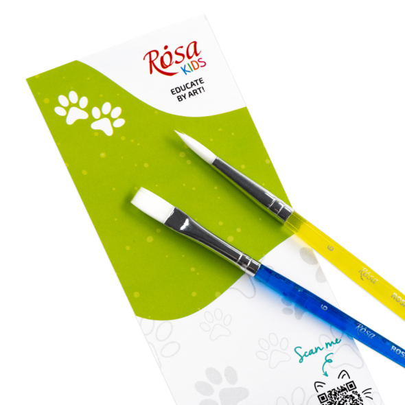 Набір пензлів №2 синтетика 2шт: кругла (№6) плоска (№6) ROSA Kids 4823098542506 фото